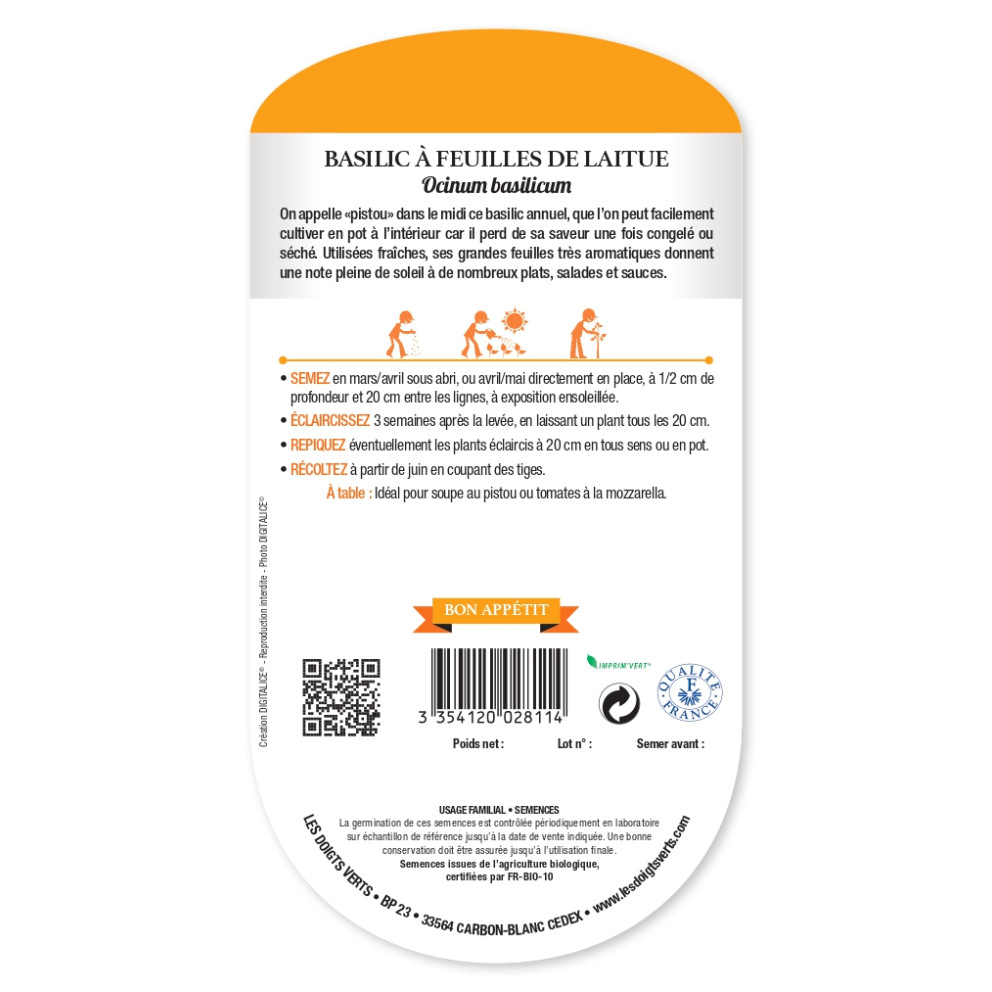 Graines de Basilic à feuilles de...